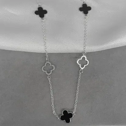 GARGANTILHA 5 VAN CLEEF VAZADOS E PRETO 50CM